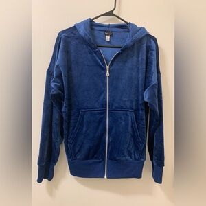 Felina Women's Velour Full Zip Hoodie Royal Blue Size Medium 24”x24” pit to pit.